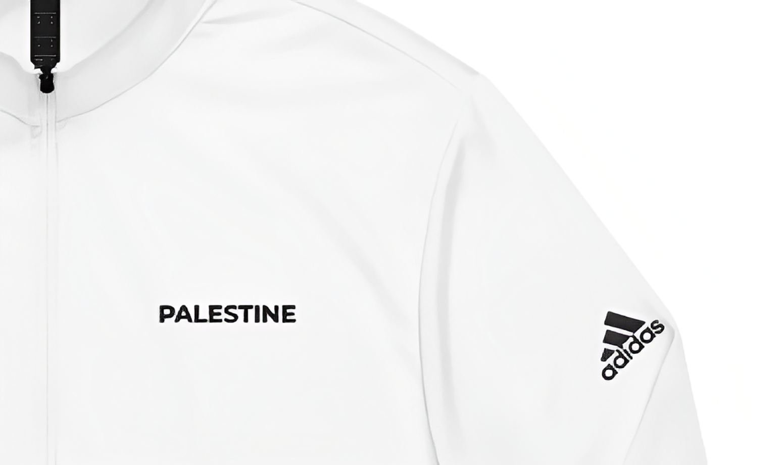 Quarter zip pullover-adidas-Palestine text Embroidered